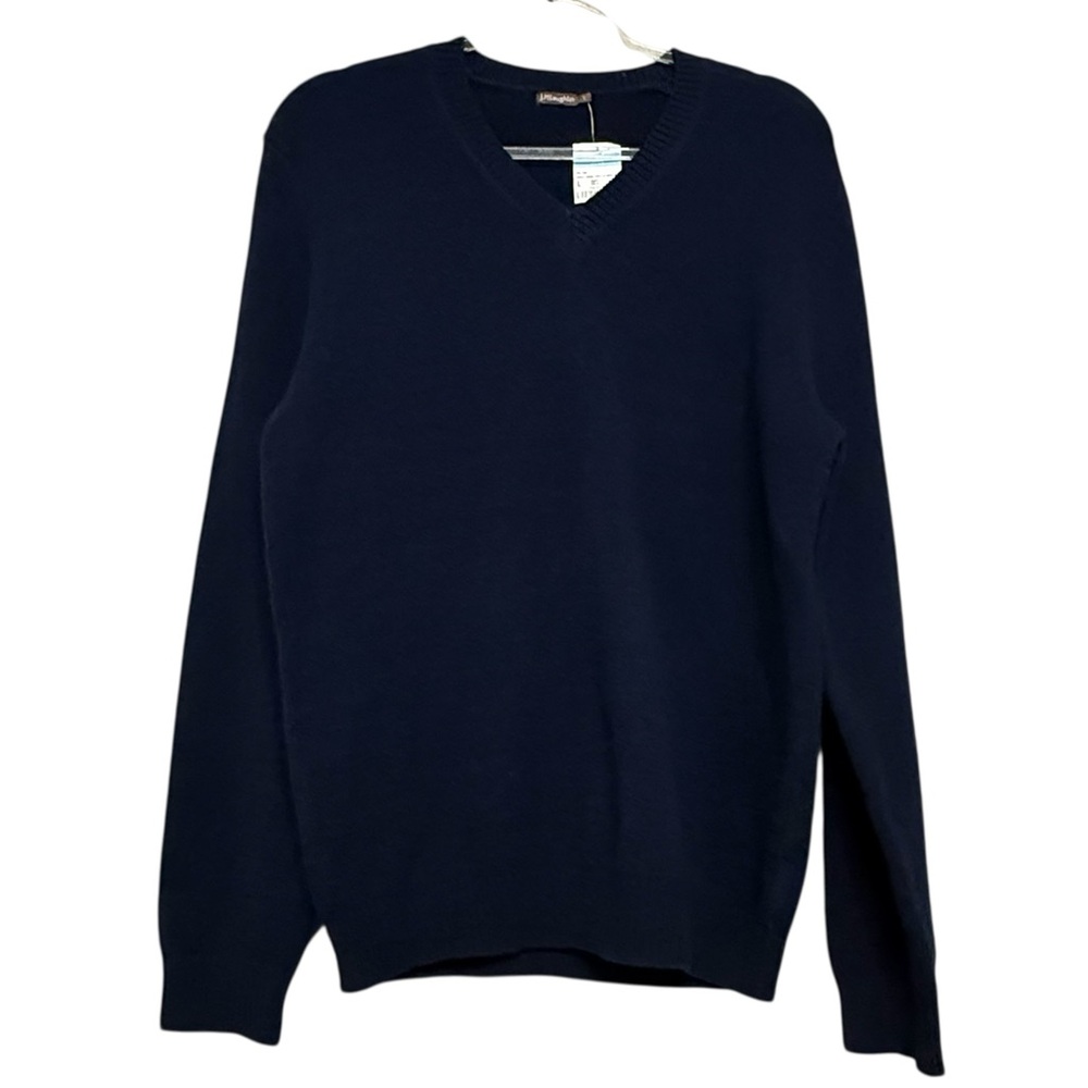 NWT J. McLaughlin Navy V Neck Long Sleeve Milton Sweater Size L.